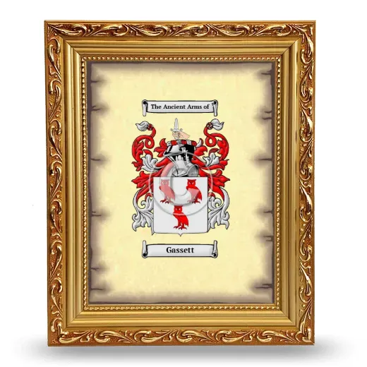 Gassett Coat of Arms Framed - Gold