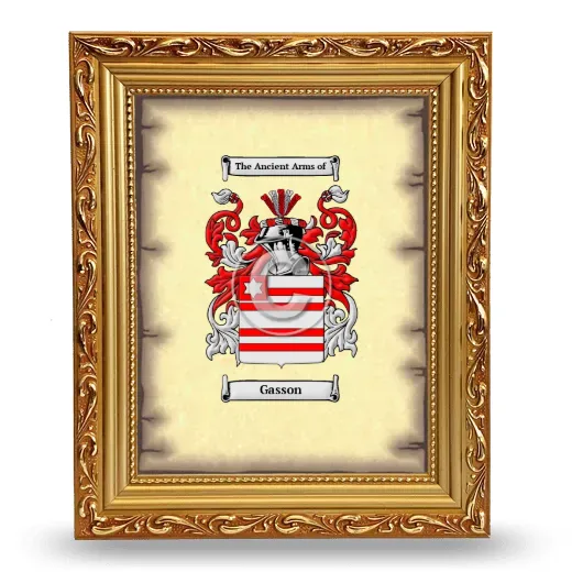 Gasson Coat of Arms Framed - Gold