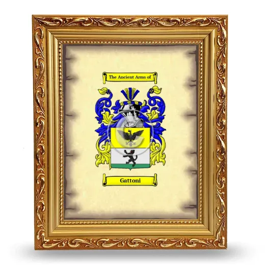 Gattoni Coat of Arms Framed - Gold