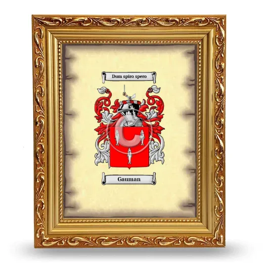 Gauman Coat of Arms Framed - Gold
