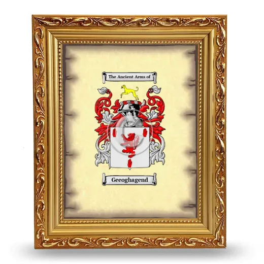 Geeoghagend Coat of Arms Framed - Gold