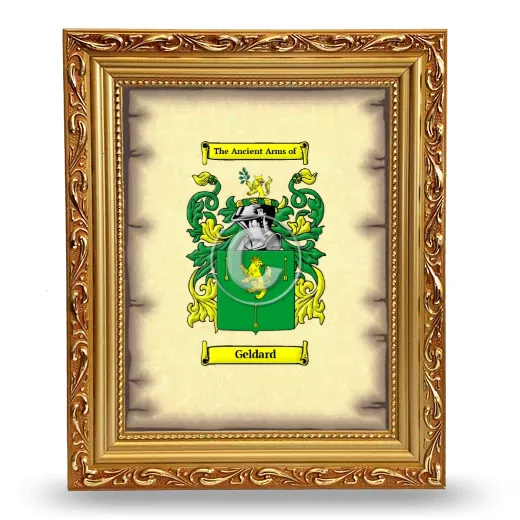 Geldard Coat of Arms Framed - Gold