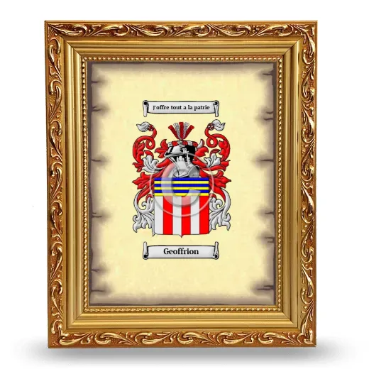 Geoffrion Coat of Arms Framed - Gold