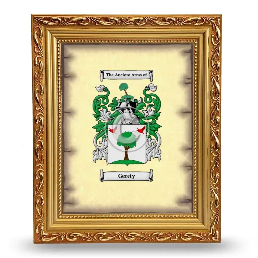 Gerety Coat of Arms Framed - Gold