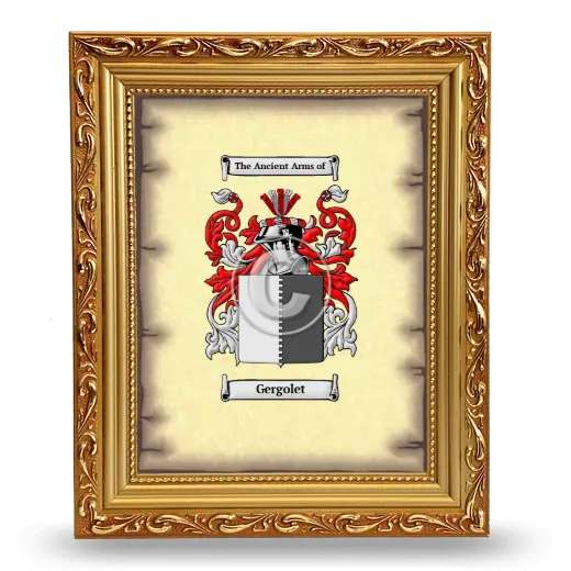 Gergolet Coat of Arms Framed - Gold