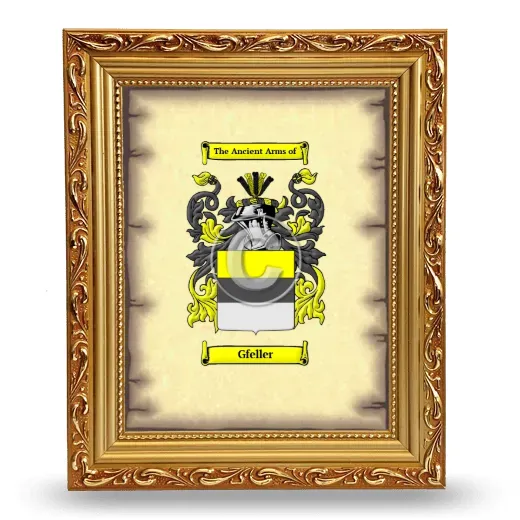 Gfeller Coat of Arms Framed - Gold