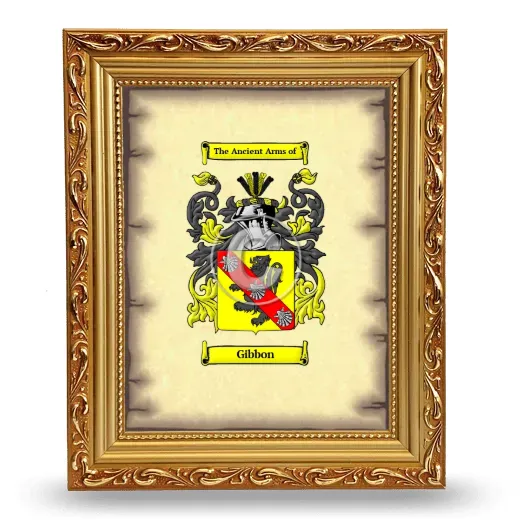 Gibbon Coat of Arms Framed - Gold