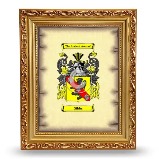 Gibbs Coat of Arms Framed - Gold