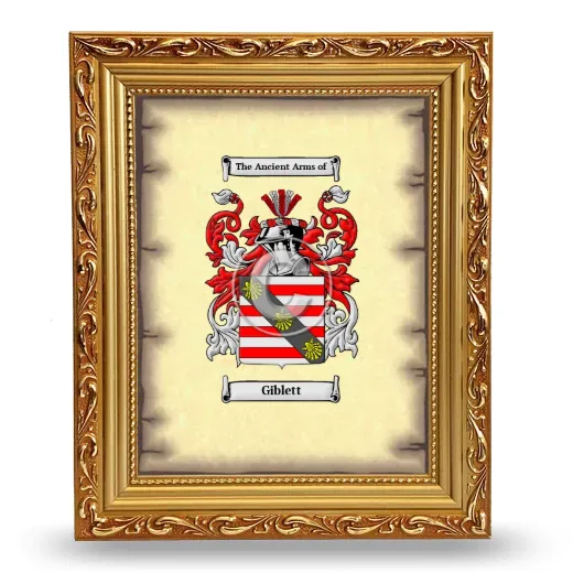 Giblett Coat of Arms Framed - Gold