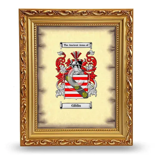 Giblin Coat of Arms Framed - Gold