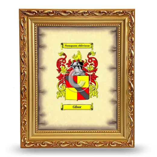 Gibor Coat of Arms Framed - Gold