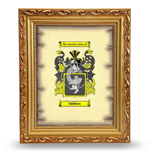 Giddens Coat of Arms Framed - Gold