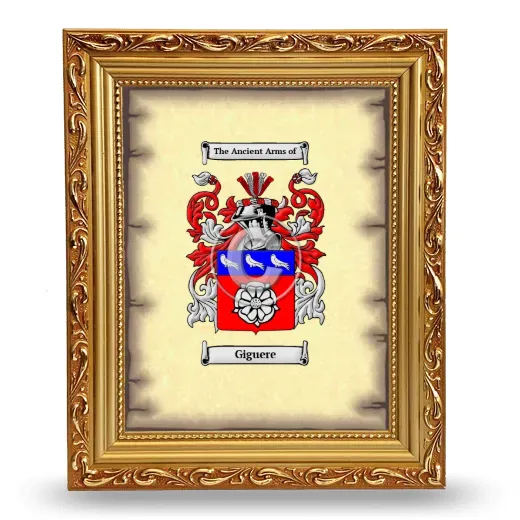Giguere Coat of Arms Framed - Gold