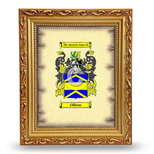 Gilham Coat of Arms Framed - Gold