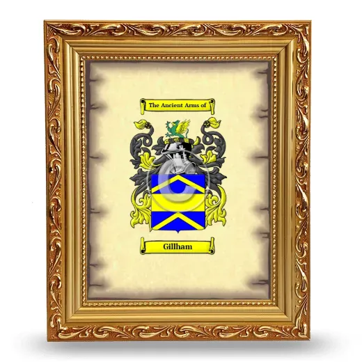Gillham Coat of Arms Framed - Gold