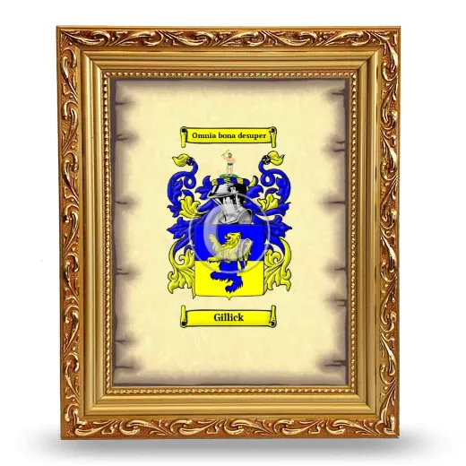 Gillick Coat of Arms Framed - Gold
