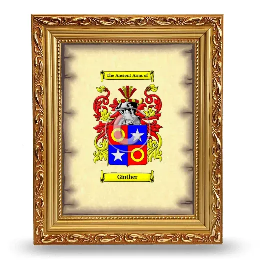 Ginther Coat of Arms Framed - Gold