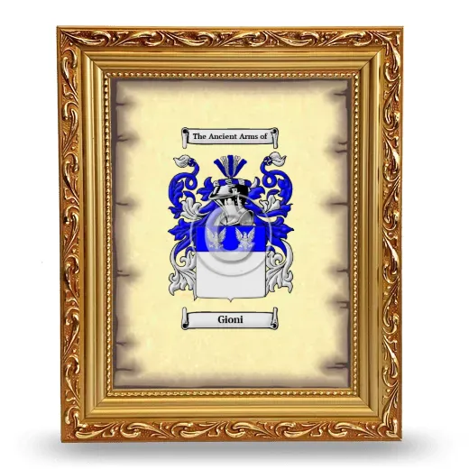 Gioni Coat of Arms Framed - Gold