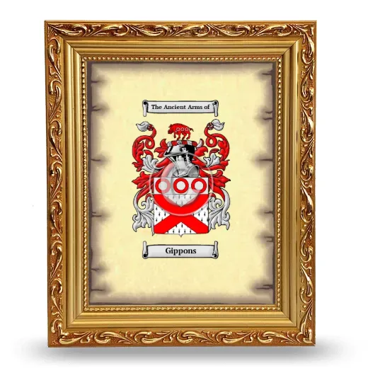 Gippons Coat of Arms Framed - Gold