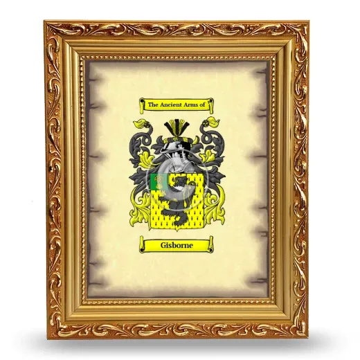 Gisborne Coat of Arms Framed - Gold