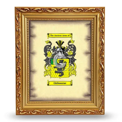 Gisbourne Coat of Arms Framed - Gold