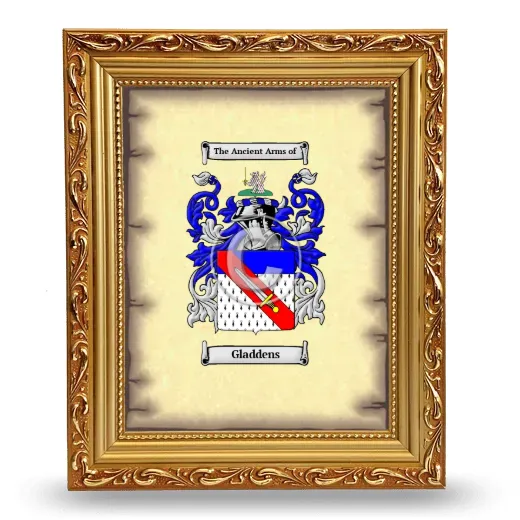 Gladdens Coat of Arms Framed - Gold