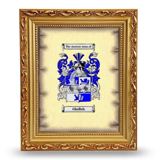 Gladish Coat of Arms Framed - Gold