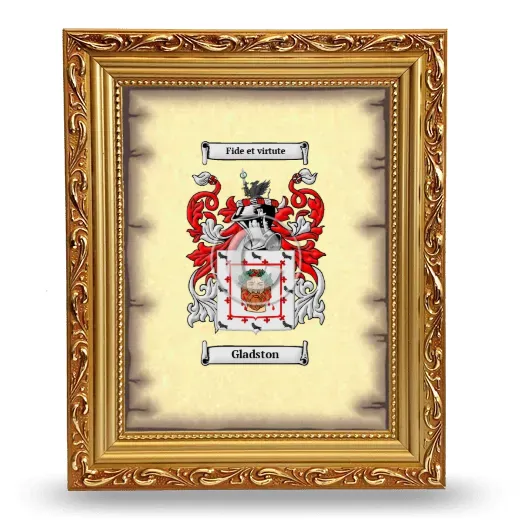 Gladston Coat of Arms Framed - Gold