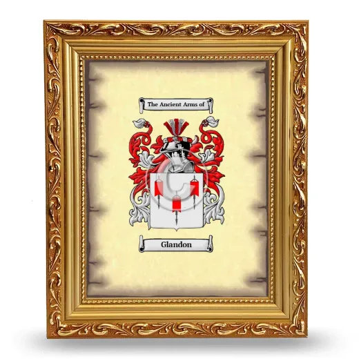 Glandon Coat of Arms Framed - Gold