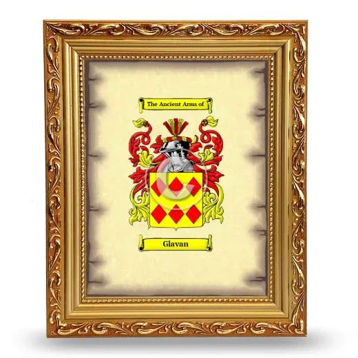 Glavan Coat of Arms Framed - Gold