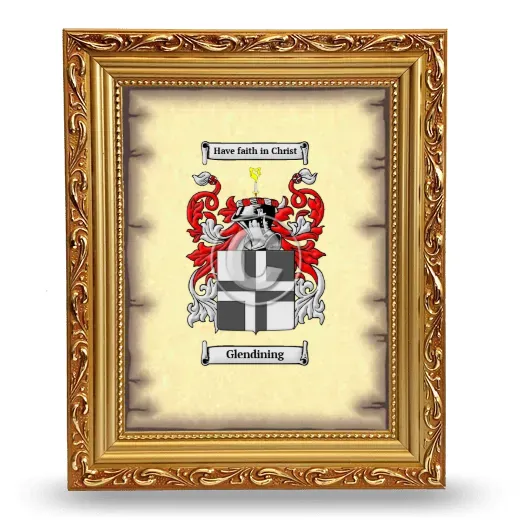Glendining Coat of Arms Framed - Gold