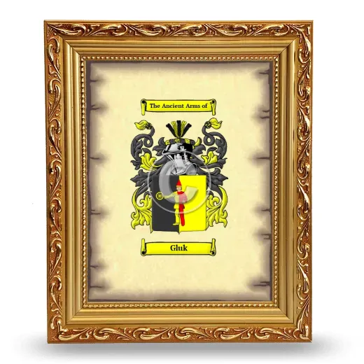 Gluk Coat of Arms Framed - Gold