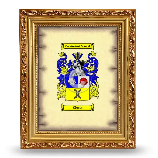 Glunk Coat of Arms Framed - Gold