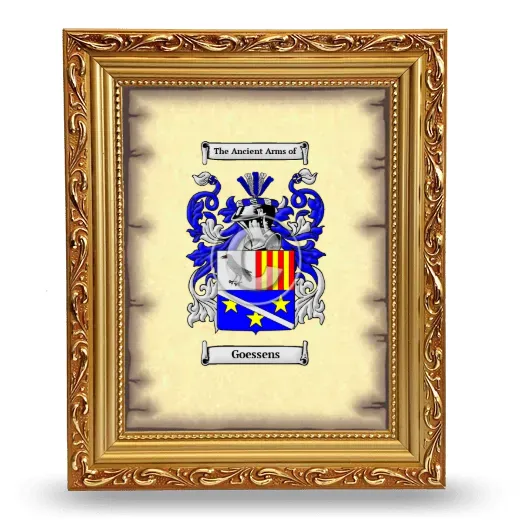Goessens Coat of Arms Framed - Gold