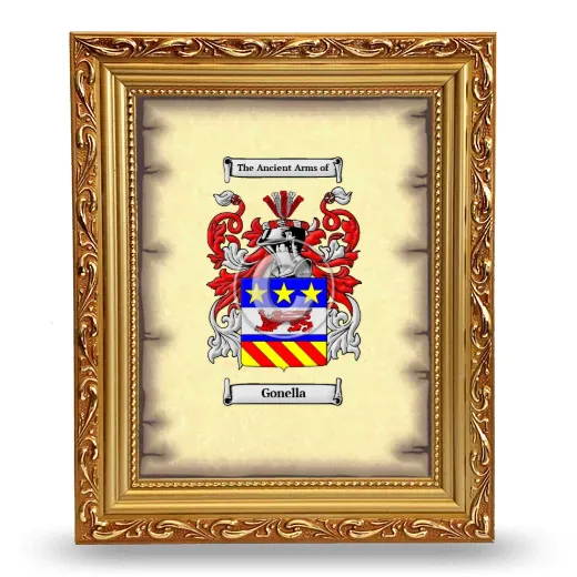 Gonella Coat of Arms Framed - Gold
