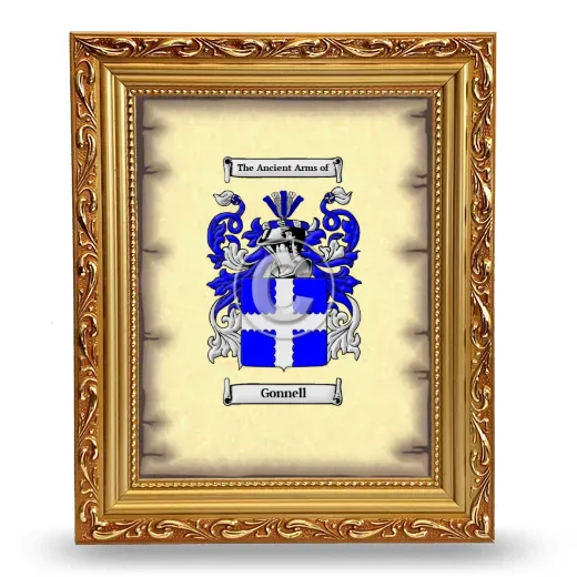 Gonnell Coat of Arms Framed - Gold