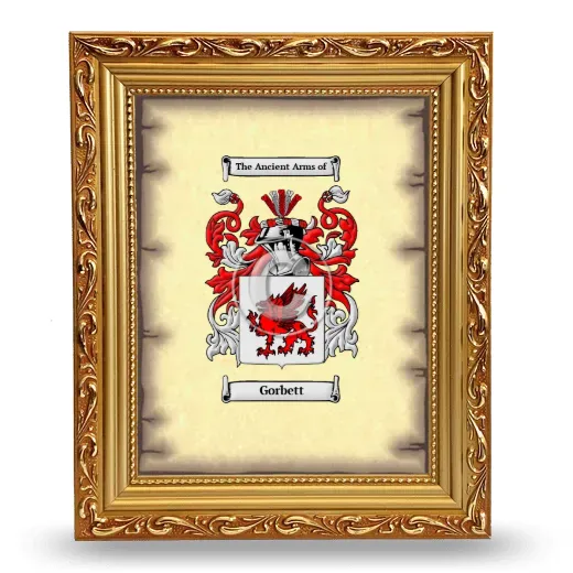 Gorbett Coat of Arms Framed - Gold