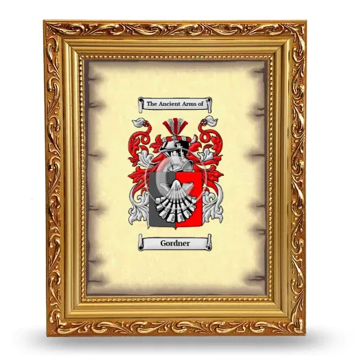 Gordner Coat of Arms Framed - Gold