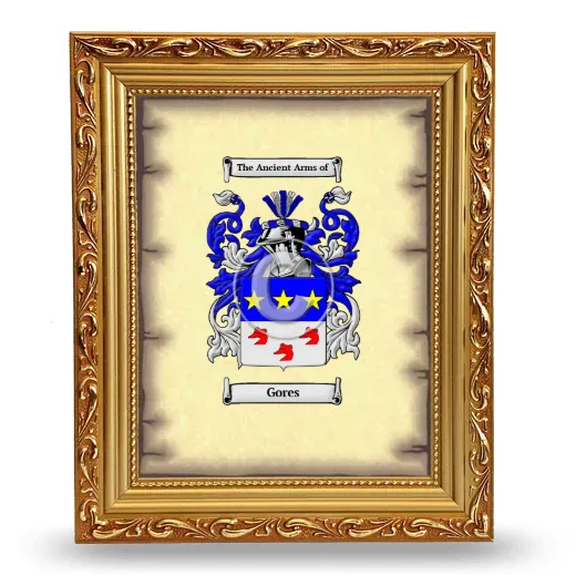 Gores Coat of Arms Framed - Gold