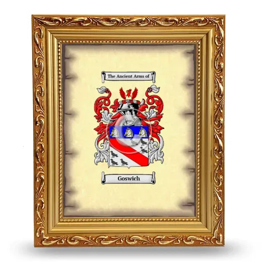 Goswich Coat of Arms Framed - Gold