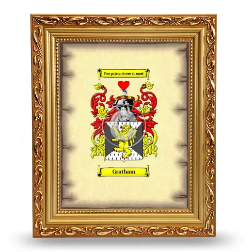 Gratham Coat of Arms Framed - Gold