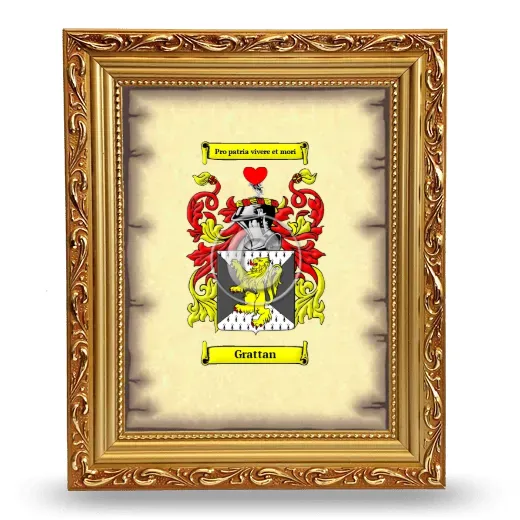 Grattan Coat of Arms Framed - Gold