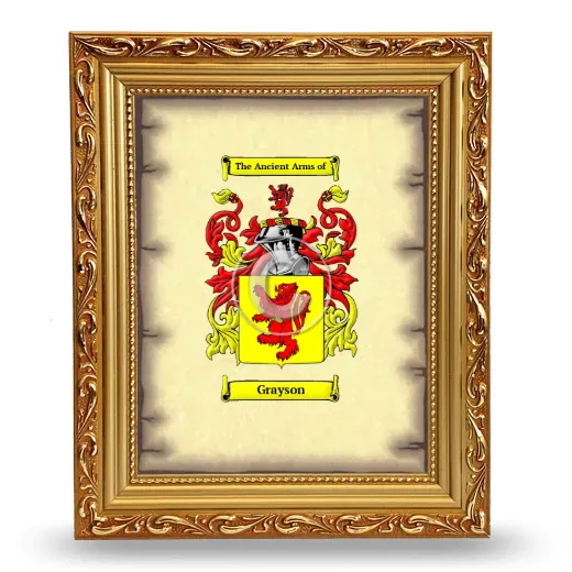 Grayson Coat of Arms Framed - Gold