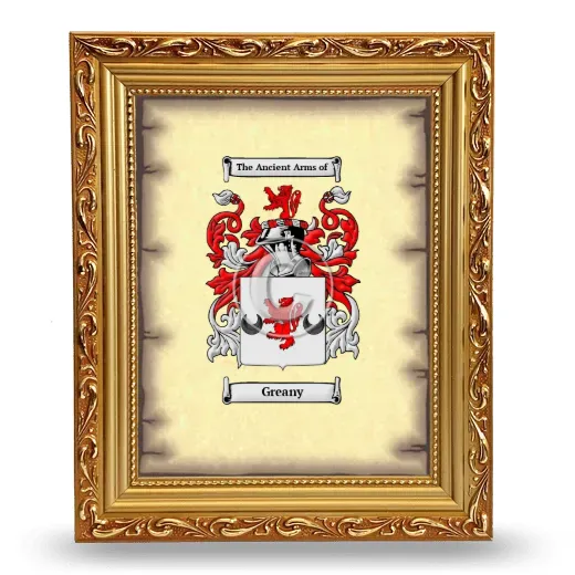 Greany Coat of Arms Framed - Gold