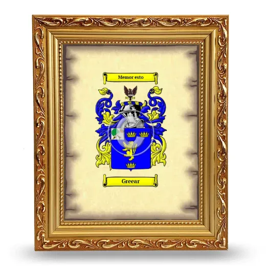 Greear Coat of Arms Framed - Gold