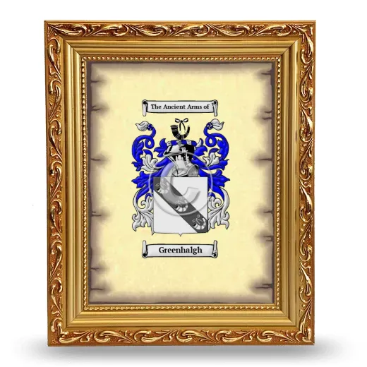 Greenhalgh Coat of Arms Framed - Gold