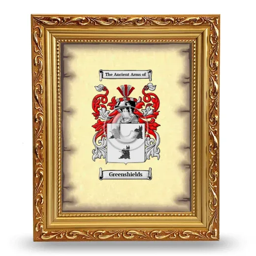 Greenshields Coat of Arms Framed - Gold