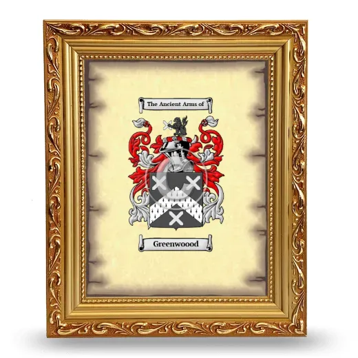 Greenwoood Coat of Arms Framed - Gold