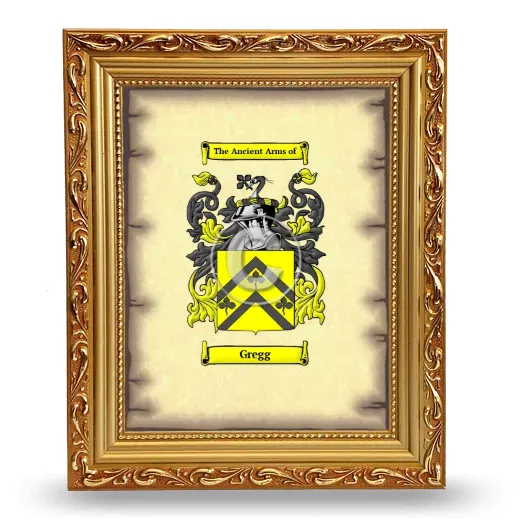 Gregg Coat of Arms Framed - Gold