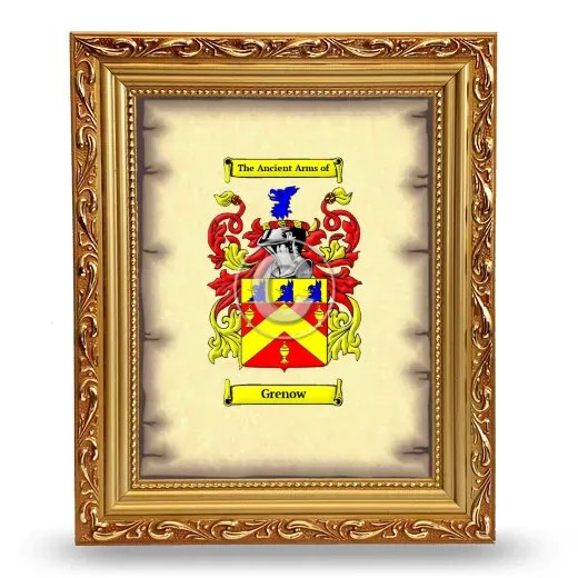Grenow Coat of Arms Framed - Gold